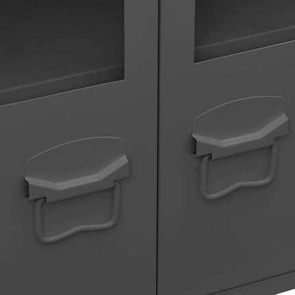 Skänk industriell antracit 105x35x62 cm metall och glas