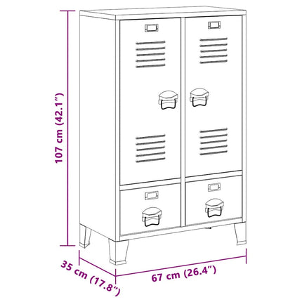Industriell garderob vit 67x35x107 cm stål