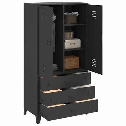 Garderob industriell svart 90x50x180 cm metall