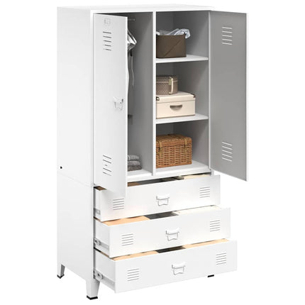 Garderob industriell vit 90x50x180 cm metall