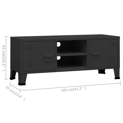 Industriell tv-bänk svart 105x35x42 cm metall