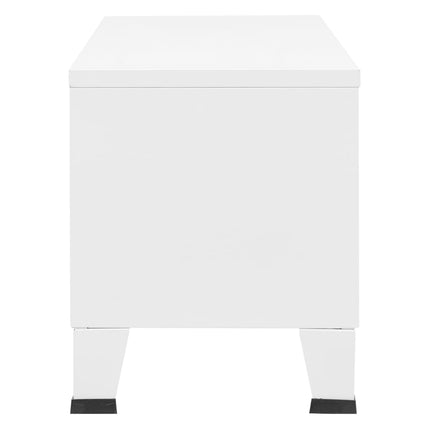 Industriell tv-bänk vit 105x35x42 cm metall