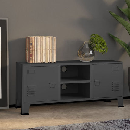 Tv-bänk industristil antracit 105x35x42 cm metall