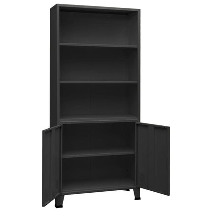 Bokhylla industriell antracit 80x32x180 cm stål