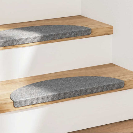 Trappstegsmattor självhäftande 15 st 56x17x3 cm grå