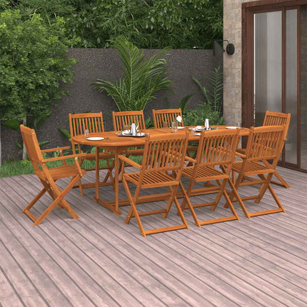 Matgrupp för trädgården 9 delar 220x90x75 cm massivt akaciaträ