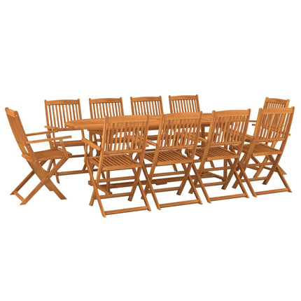Matgrupp för trädgården 11 delar 220x90x75 cm massivt akaciaträ