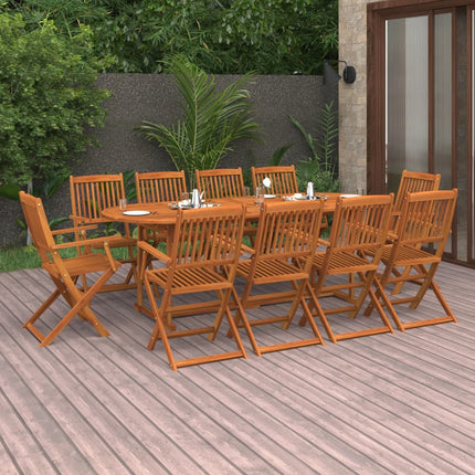 Matgrupp för trädgården 11 delar 220x90x75 cm massivt akaciaträ