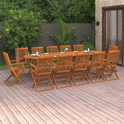Matgrupp för trädgården 13 delar 280x90x75 cm massivt akaciaträ