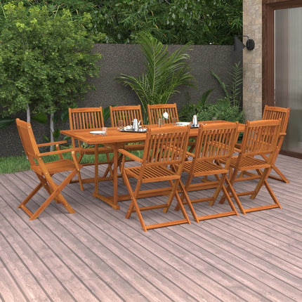 Matgrupp för trädgården 9 delar 220x90x75 cm massivt akaciaträ