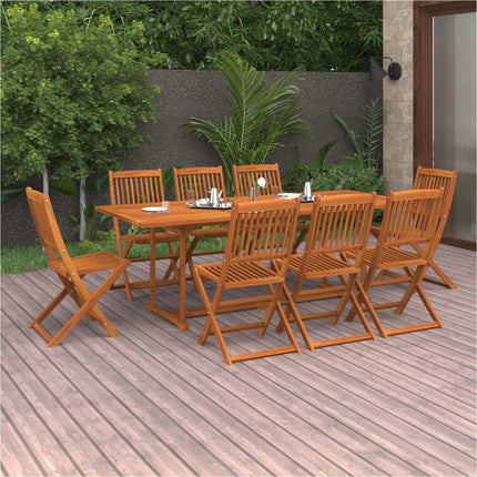 Matgrupp för trädgården 9 delar 220x90x75 cm massivt akaciaträ