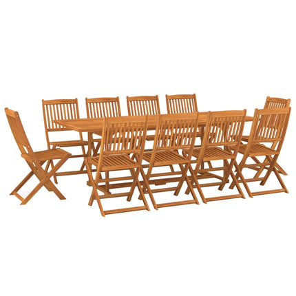 Matgrupp för trädgården 11 delar 220x90x75 cm massivt akaciaträ