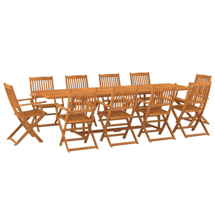 Matgrupp för trädgården 11 delar 280x90x75 cm massivt akaciaträ