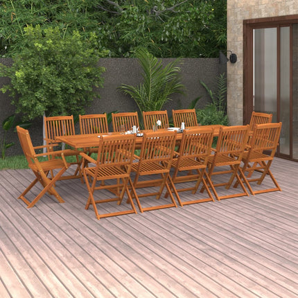 Matgrupp för trädgården 13 delar 280x90x75 cm massivt akaciaträ