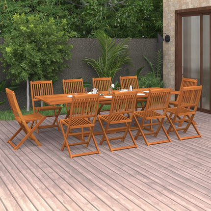 Matgrupp för trädgården 11 delar 280x90x75 cm massivt akaciaträ