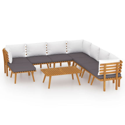 Loungegrupp för trädgården med dynor 9 delar akaciaträ