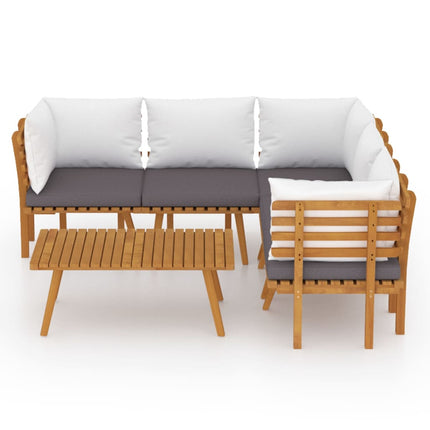 Loungegrupp för trädgården med dynor 6 delar akaciaträ