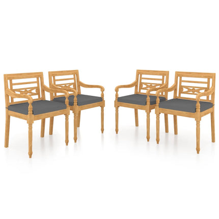 Bataviastolar med dynor 4 st massiv teak
