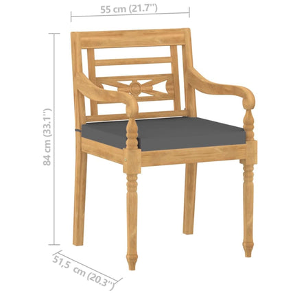Bataviastolar med dynor 4 st massiv teak
