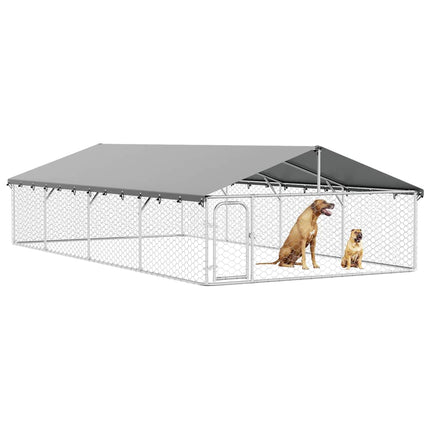 Hundgård för utomhusbruk med tak 600x300x150 cm