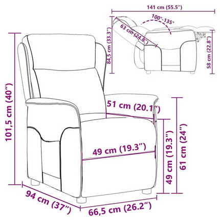 Reclinerfåtölj Kräm 66.5 x 94 x 101.5 cm Polyester