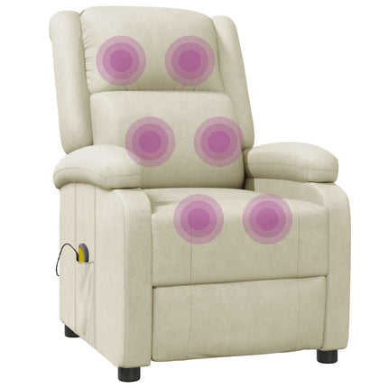 Massagefåtölj gräddvit konstläder