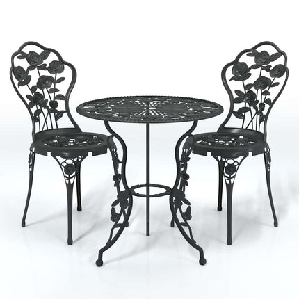 Caféset 3 delar gjuten aluminium svart