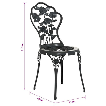 Caféstolar 2 st gjuten aluminium svart