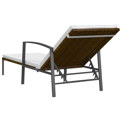 Solsängar 2 st med bord konstrotting brun