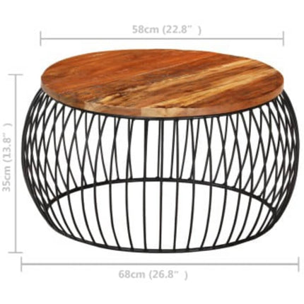 Soffbord Ø68 cm massivt återvunnet trä