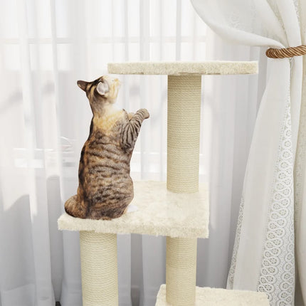 Klösträd med klöspelare i sisal gräddvit 92 cm