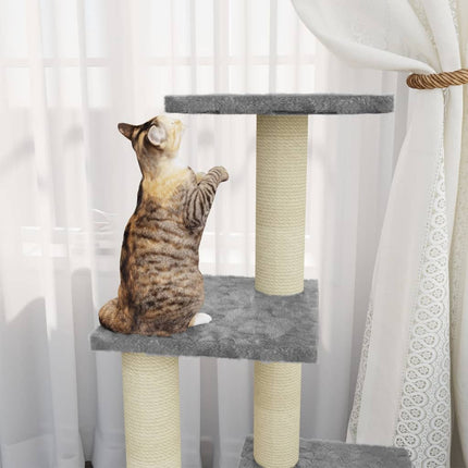 Klösträd med klöspelare i sisal ljusgrå 92 cm
