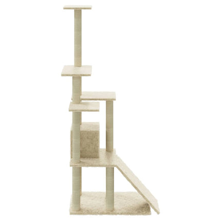 Klösträd med klöspelare i sisal gräddvit 155 cm