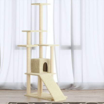 Klösträd med klöspelare i sisal gräddvit 155 cm