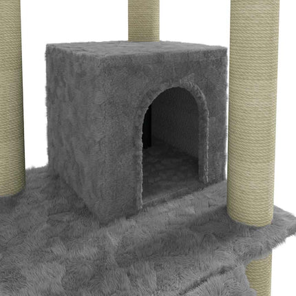 Klösträd med klöspelare i sisal ljusgrå 155 cm
