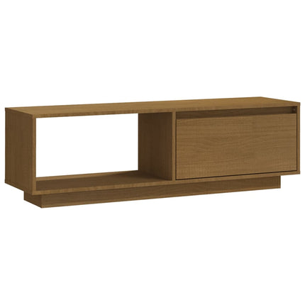 Tv-bänk honungsbrun 110x30x33,5 cm massiv furu