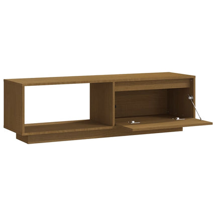 Tv-bänk honungsbrun 110x30x33,5 cm massiv furu