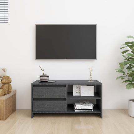 Tv-bänk grå 80x31x39 cm massiv furu