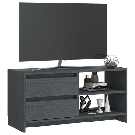 Tv-bänk grå 80x31x39 cm massiv furu