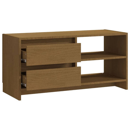 TV-bänk honungsbrun 80x31x39 cm massiv furu