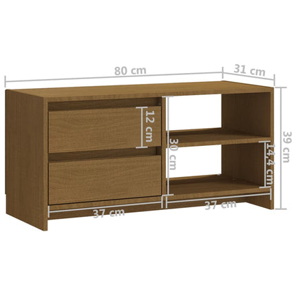 TV-bänk honungsbrun 80x31x39 cm massiv furu