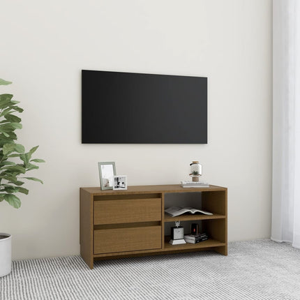 TV-bänk honungsbrun 80x31x39 cm massiv furu