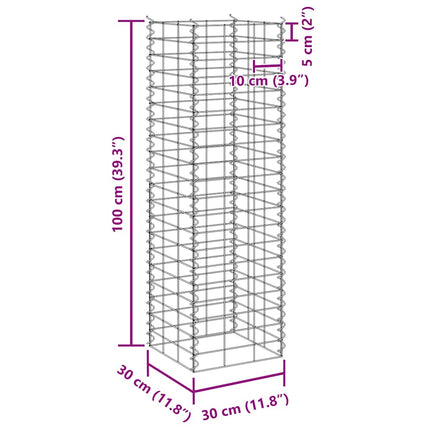 Gabioner 4 st 30x30x50/100/150/200 cm järn