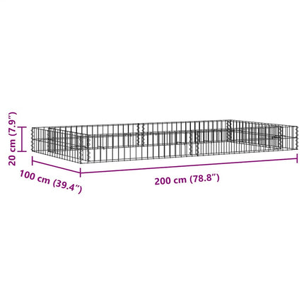 Planteringsgabion upphöjd galvaniserat stål 200x100x20 cm