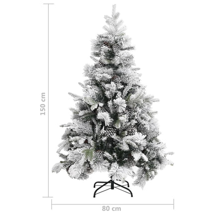 Plastgran med snö och kottar 150 cm PVC&PE