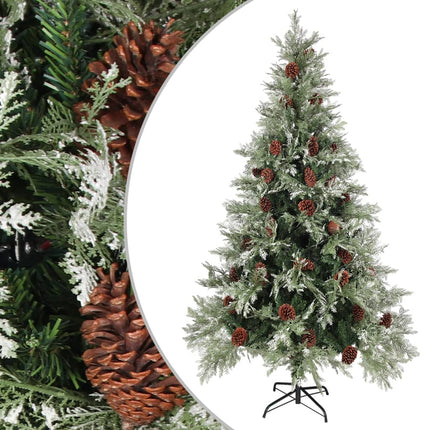 Plastgran och kottar grön och vit 195 cm PVC&PE