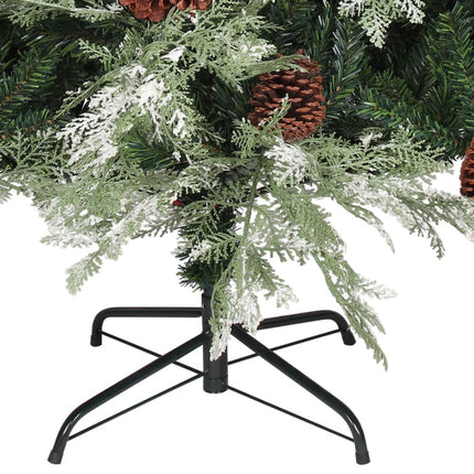 Plastgran och kottar grön och vit 225 cm PVC&PE