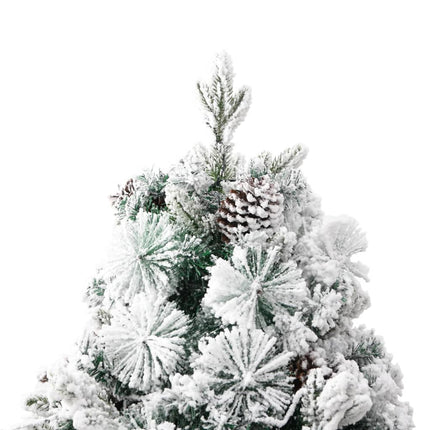 Belyst plastgran med snö och kottar 195 cm PVC&PE