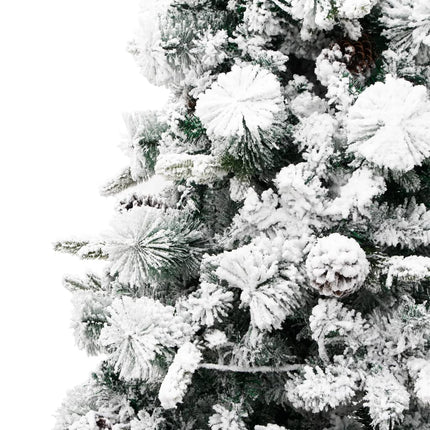 Belyst plastgran med snö och kottar 195 cm PVC&PE