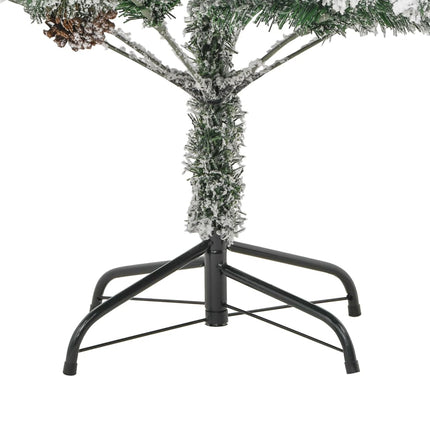 Belyst plastgran med snö och kottar 195 cm PVC&PE